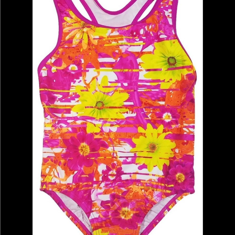 Speedo Kids Swim One Piece - Pink and Yellow Floral